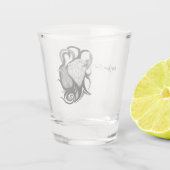 White Wolf mit Raven Tribal Art Schnapsglas (Rückseite)