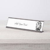 White Wolf mit Raven Tribal Art Schreibtischnamensplakette (Vorderseite )