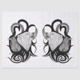 White Wolf mit Raven Tribal Art Seidenpapier