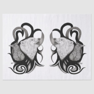 White Wolf mit Raven Tribal Art Seidenpapier