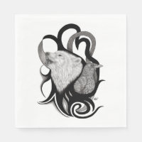 White Wolf mit Raven Tribal Art