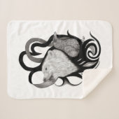 White Wolf mit Raven Tribal Art Sherpadecke (Vorderseite (Horizontal))