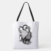 White Wolf mit Raven Tribal Art Tasche (Rückseite)