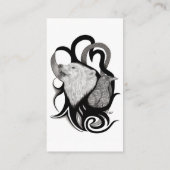 White Wolf mit Raven Tribal Art Visitenkarte (Rückseite)