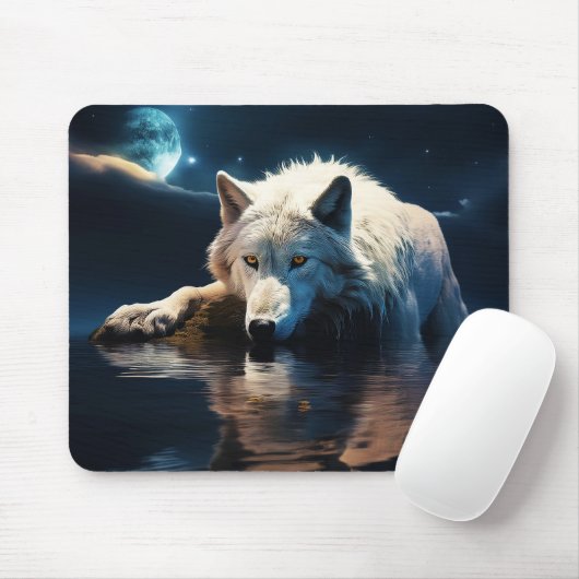 White Wolf Mousepad (Mit Mouse)