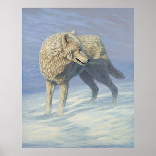White Wolf Painting - Poster (Vorne)