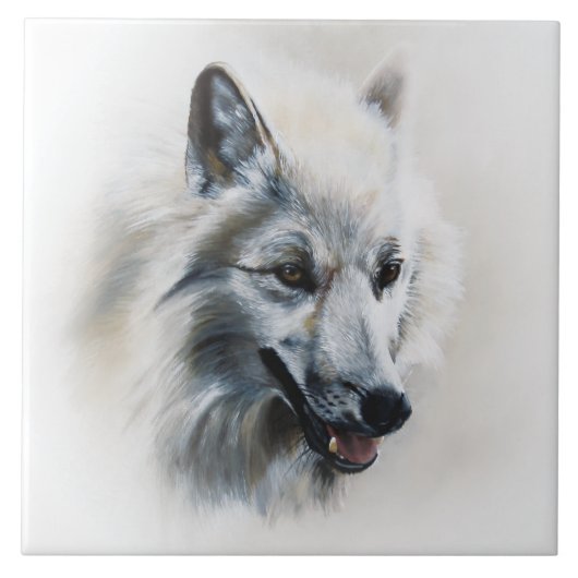 White Wolf Portrait Fliese (Vorderseite)