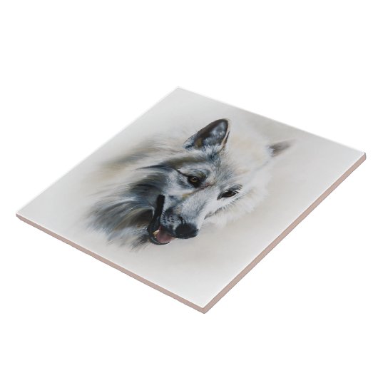 White Wolf Portrait Fliese (Seite)