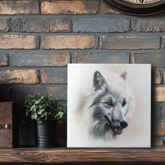 White Wolf Portrait Fliese