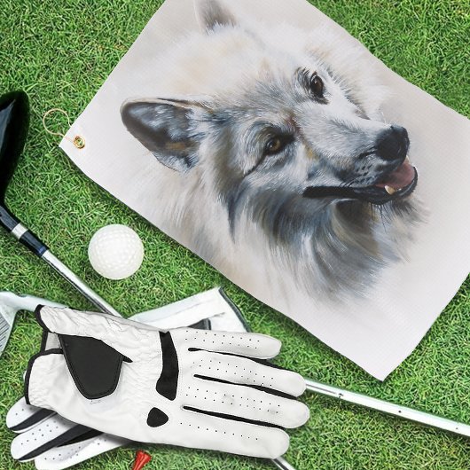 White Wolf Portrait Golfhandtuch