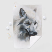 White Wolf Portrait Golfhandtuch (Insitu)