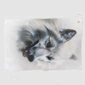 White Wolf Portrait Golfhandtuch (Horizontal)
