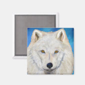 White Wolf Portrait Magnet (Vorderseite/Rückseite)