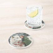 White Wolf Redhead Druid Winter Berries Fantasy Ar Getränkeuntersetzer (Seite)