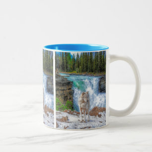 White Wolf & Rocky Mountain Wasserfall Wilhelm Tel Zweifarbige Tasse