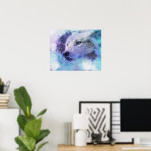 White Wolf Spirit Animal Arczard Blizzard Art Prin Poster (Heimbüro)