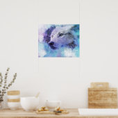 White Wolf Spirit Animal Arczard Blizzard Art Prin Poster (Küche)