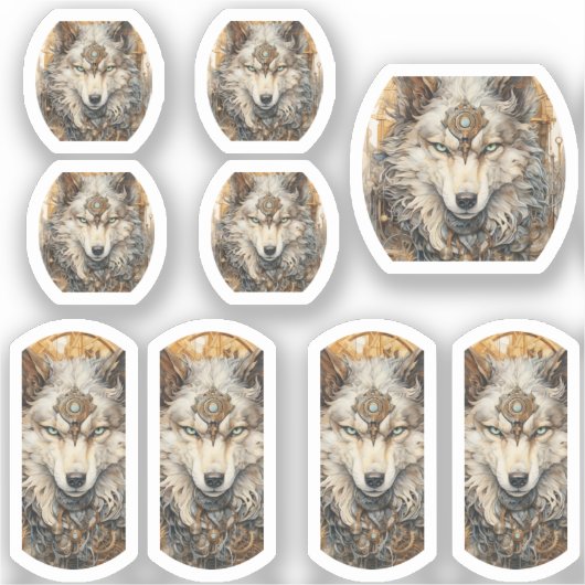 White Wolf Steampunk Solarpunk Aufkleber (Vorderseite)