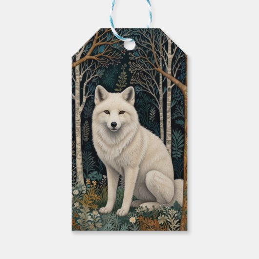 White wolf vintage boho woodland forest geschenkanhänger (Vorderseite)