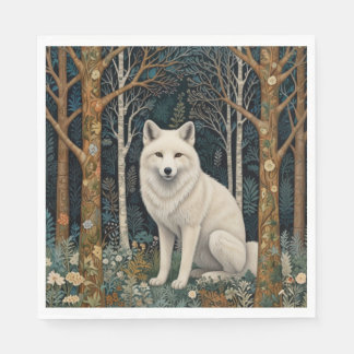 White wolf vintage boho woodland forest  serviette