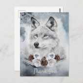 White Wolf Watercolor Winter Postkarte (Vorne/Hinten)