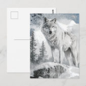 White Wolf Watercolor Winter Postkarte (Vorne/Hinten)