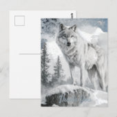 White Wolf Watercolor Winter Postkarte (Vorne/Hinten)