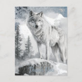 White Wolf Watercolor Winter Postkarte (Vorderseite)
