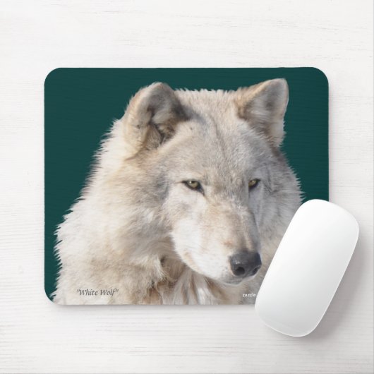 White Wolf Wildlife Art Mousepad (Mit Mouse)