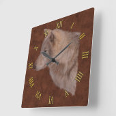White Wolf Wildlife Portrait Quadratische Wanduhr (Winkel)