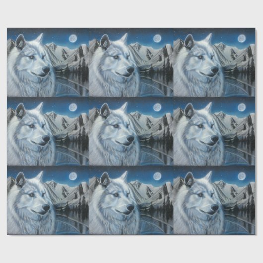 White Wolf Wrapping Paper Geschenkpapier (Flach)