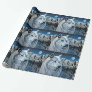 White Wolf Wrapping Paper Geschenkpapier