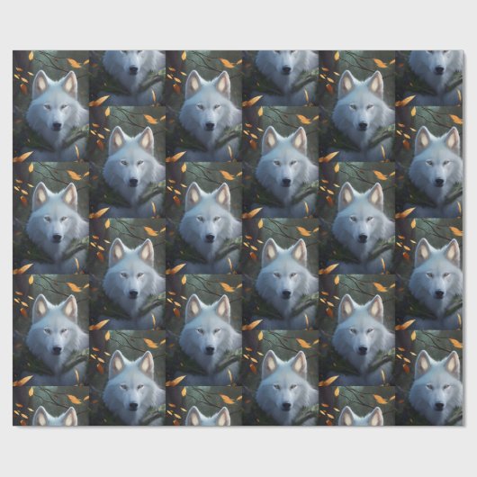 White Wolf Wrapping Paper Geschenkpapier (Flach)