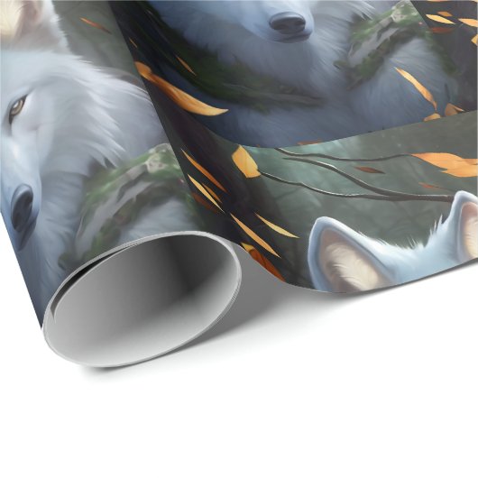 White Wolf Wrapping Paper Geschenkpapier (Rolleneckpunkt)
