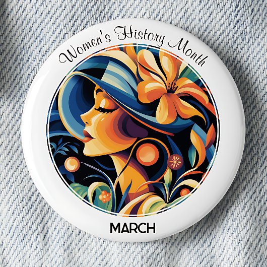 White Women's History Month Button