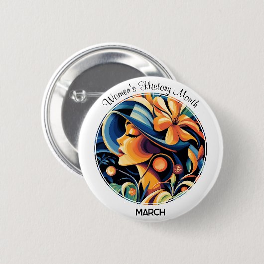 White Women's History Month Button (Vorne & Hinten)