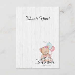 White Wood Balloon Bear Girl Babydusche Danke