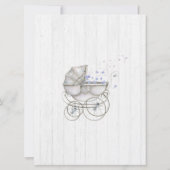 White Wood & Carriage Boy Kinderdusche Einladung (Rückseite)