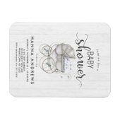 White Wood & Carriage Boy Kinderdusche Einladung Magnet (Horizontal)
