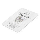 White Wood & Carriage Boy Kinderdusche Einladung Magnet (Linke Seite)