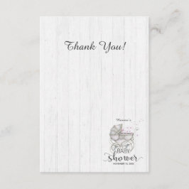 White Wood & Carriage Girl Babydusche Vielen Dank Dankeskarte