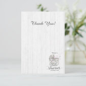 White Wood & Carriage Girl Babydusche Vielen Dank Dankeskarte (Stehend Vorderseite)