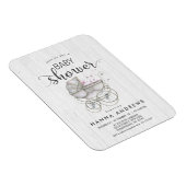 White Wood & Carriage Girl Kinderdusche Einladung Magnet (Rechte Seite)