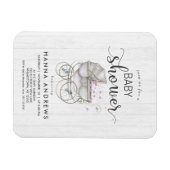 White Wood & Carriage Girl Kinderdusche Einladung Magnet (Horizontal)
