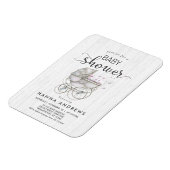 White Wood & Carriage Girl Kinderdusche Einladung Magnet (Linke Seite)