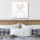 White Wood Chic Floral Heart Baby Girl Birth Stats Leinwanddruck (Insitu (Schlafzimmer))