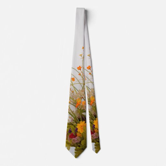 White Wood Fall Blume Wedding Neck Tie Krawatte (Vorderseite)