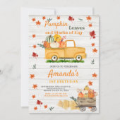 White Wood Fall Harvest Pumpkin Truck Pumpkin Einladung (Vorderseite)