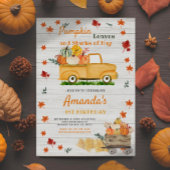 White Wood Fall Harvest Pumpkin Truck Pumpkin Einladung