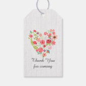 White Wood Floral Heart Girl Babydusche Danke Geschenkanhänger (Rückseite)